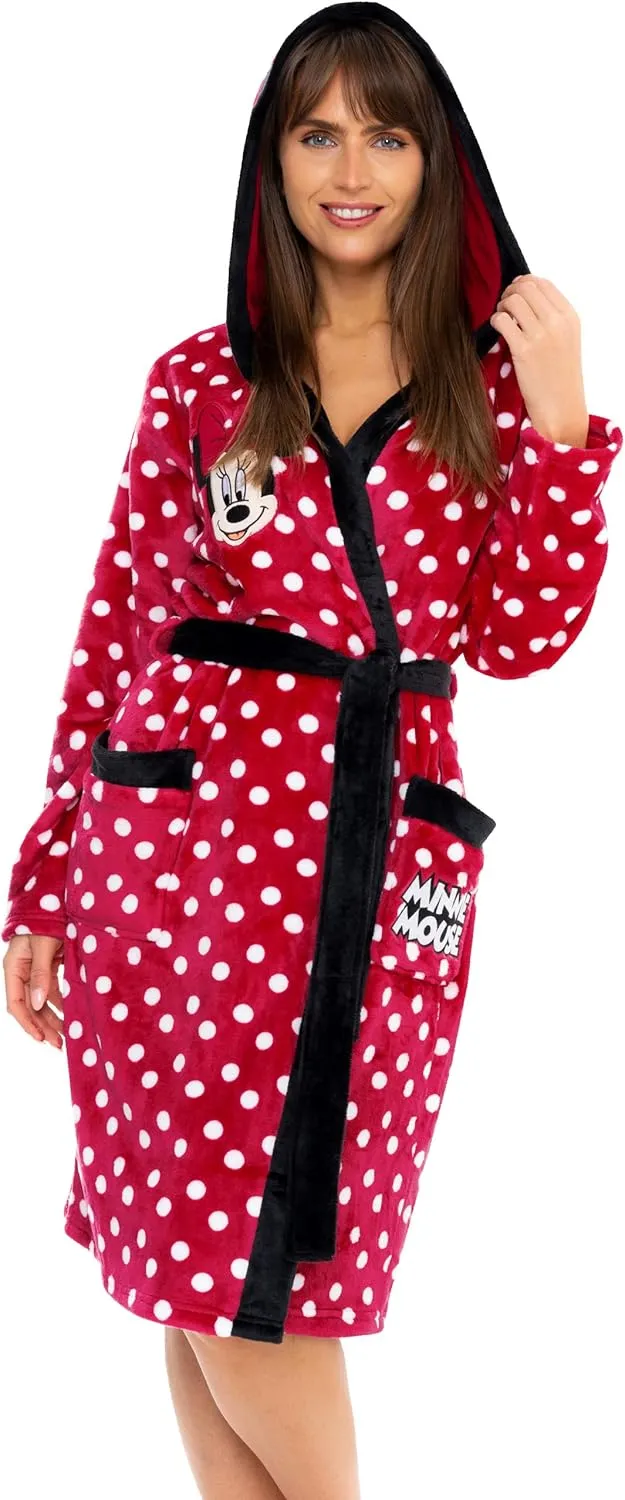 Disney Women's Robe | Minnie Mouse Bathrobe | Fluffy Robe for Women