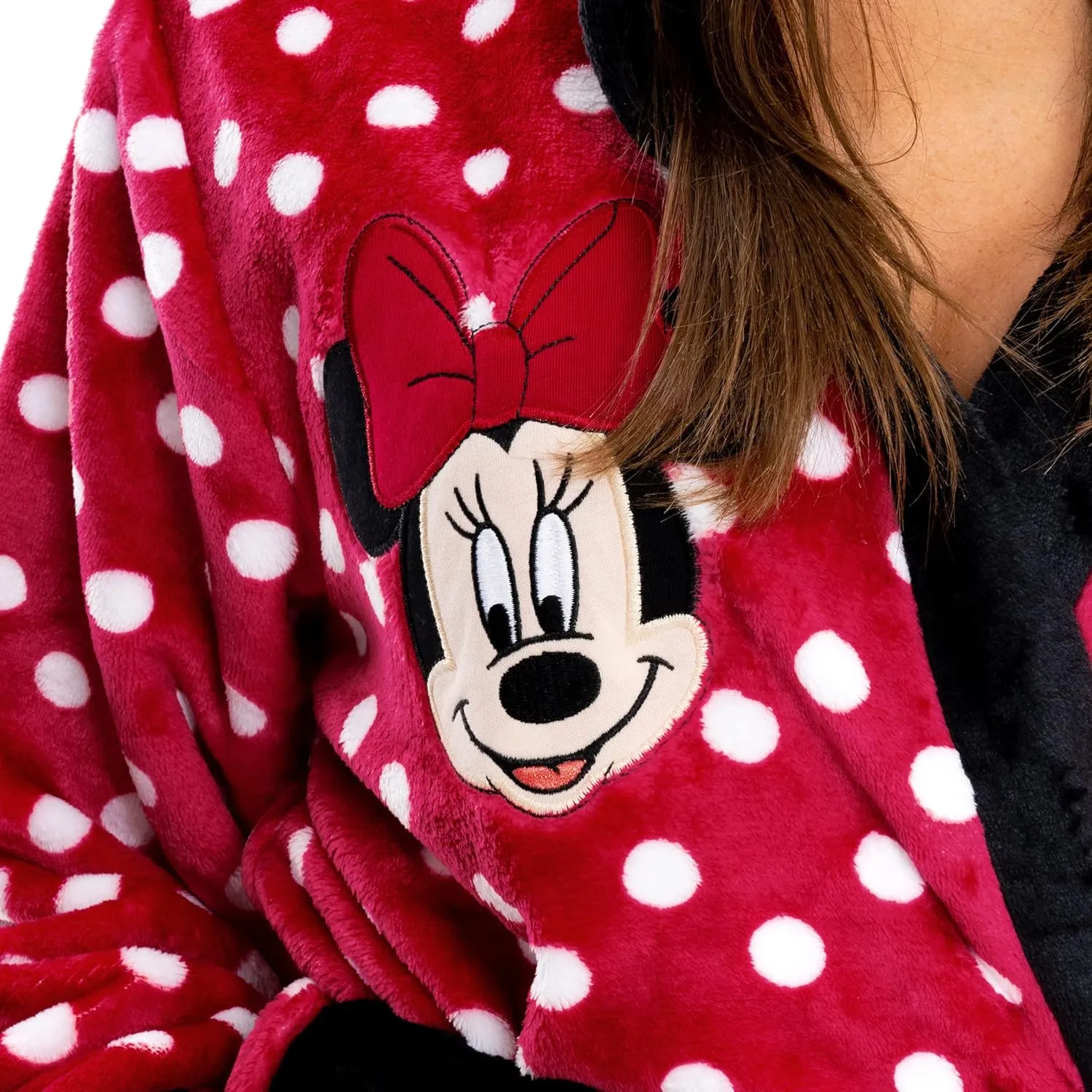 Disney Women's Robe | Minnie Mouse Bathrobe | Fluffy Robe for Women