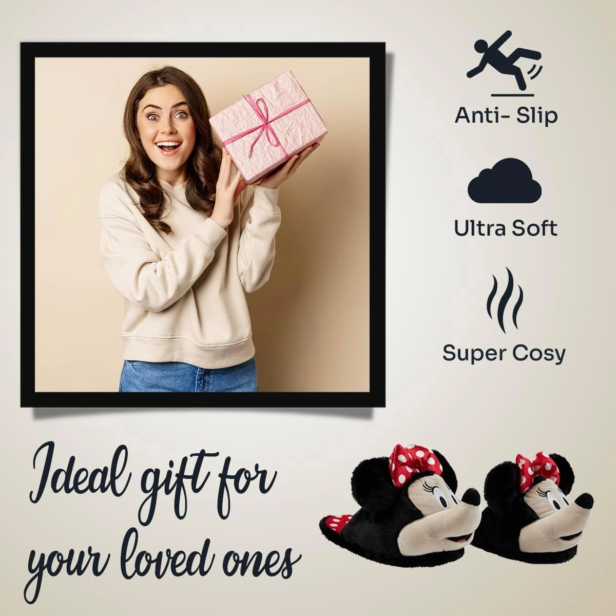 Disney Women's Slippers, Fluffy 3D Non Slip - Baby Yoda Gifts