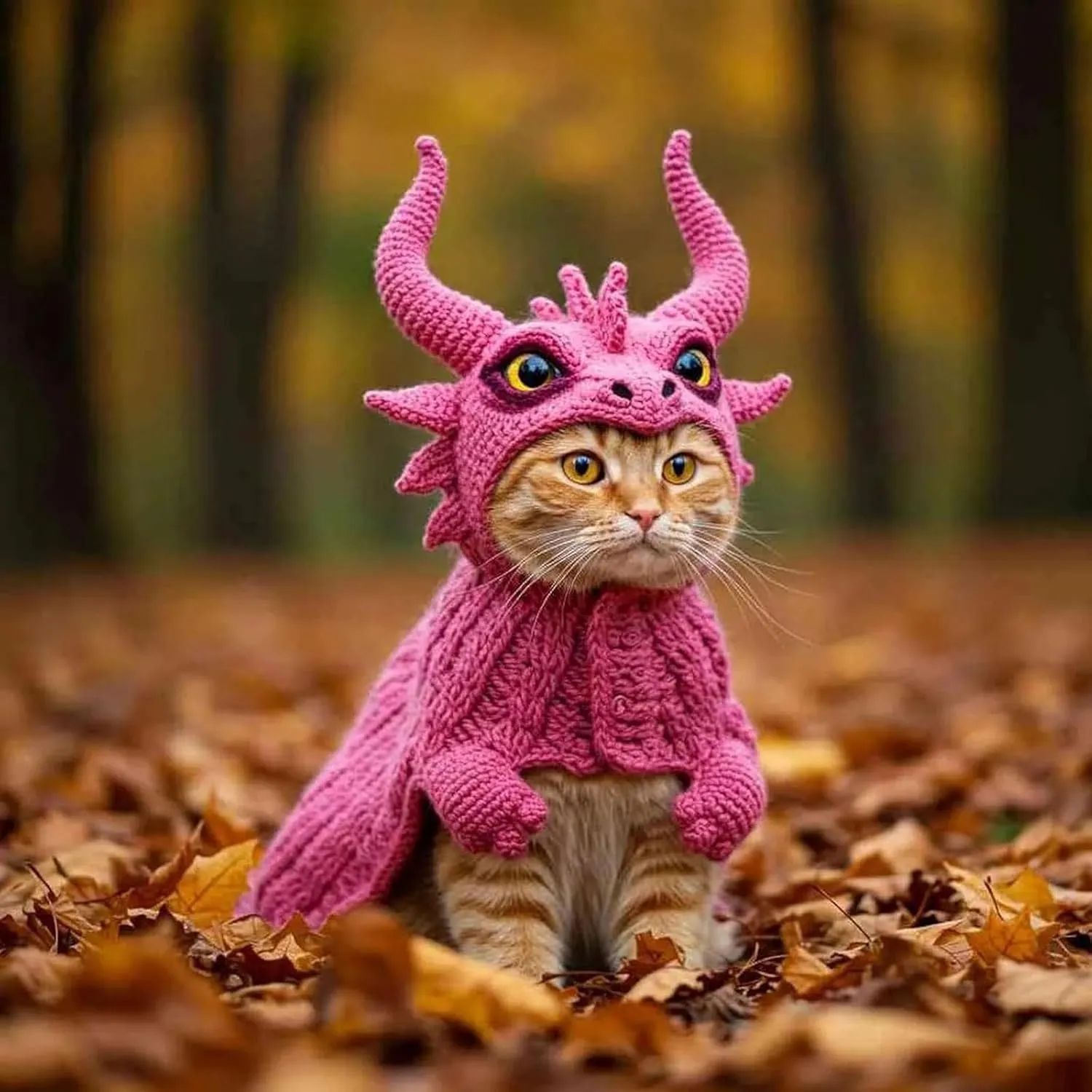 DIY Dragon Cat Hoodie Set,Stretchy Cotton Knitting Cats Shirts for Puppy Kitten Small Medium Dogs Cats, Soft Cat Apparel, Cute Dragon Cosplay Clothes for Pets (CC)