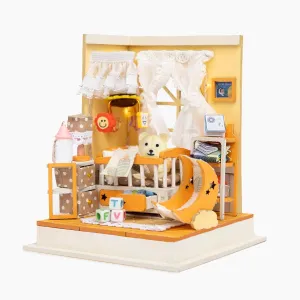 DIY Miniature Dollhouse Kit - Doll Kit with Furniture - 3D Wooden DIY Miniature Dollhouse Kit with Instructions, Nursery Accessories & LED Lights - Tiny House Miniature Kit 1:24 Scale