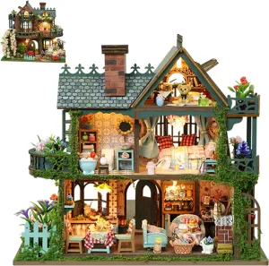 DIY Miniature House Kit - Dollhouse Kit for Adults to Build - Mini House Building Kits - Booknook Tiny House Bookshelf Decor 3D Wooden Puzzle Adult Crafts - Unique Gift for Families Friends