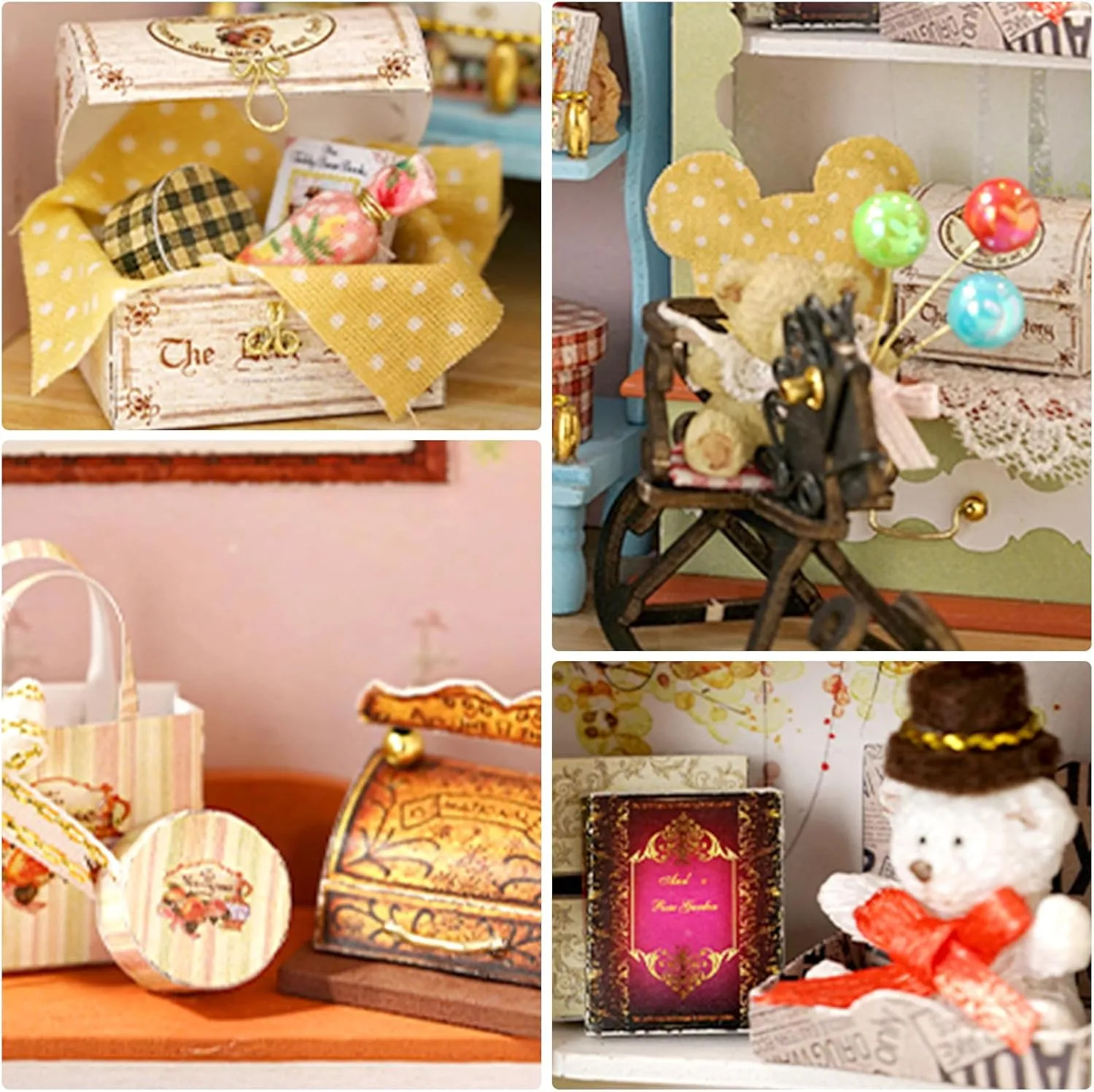 DIY Miniature House Kit, Dollhouse Kit with Furnitures, Mini House Making Kit for for Adult to Building, Home Decorations Birthday Gifts for Family and Friends, Bear Store