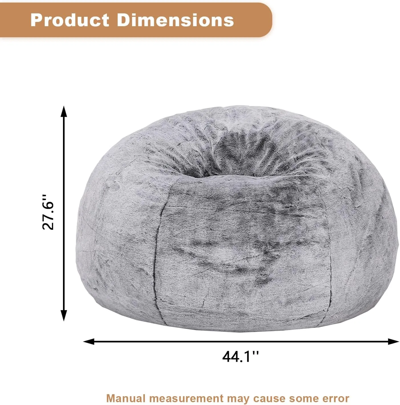 DKLGG Bean Bag Chair for Adults with Filling, Memory Foam Bean Bag Chair Soft Fluffy Faux Fur Beanbag Lazy Sofa Bed, Comfy Chairs for Living Room, Bedrooms