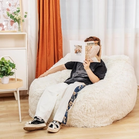 DKLGG Bean Bag Chair for Adults with Filling, Memory Foam Bean Bag Chair Soft Fluffy Faux Fur Beanbag Lazy Sofa Bed, Comfy Chairs for Living Room, Bedrooms