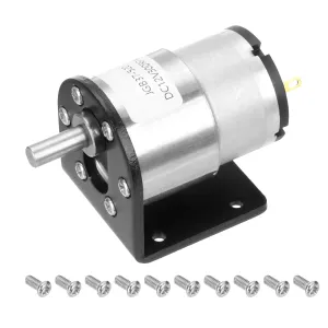 DMiotech Micro DC 12V 300RPM Geared Motor with Bracket Gear Reduction Motors 37mm Diameter Gearbox Micro Speed Reduction for RC Car, Robot Model, DIY Toys