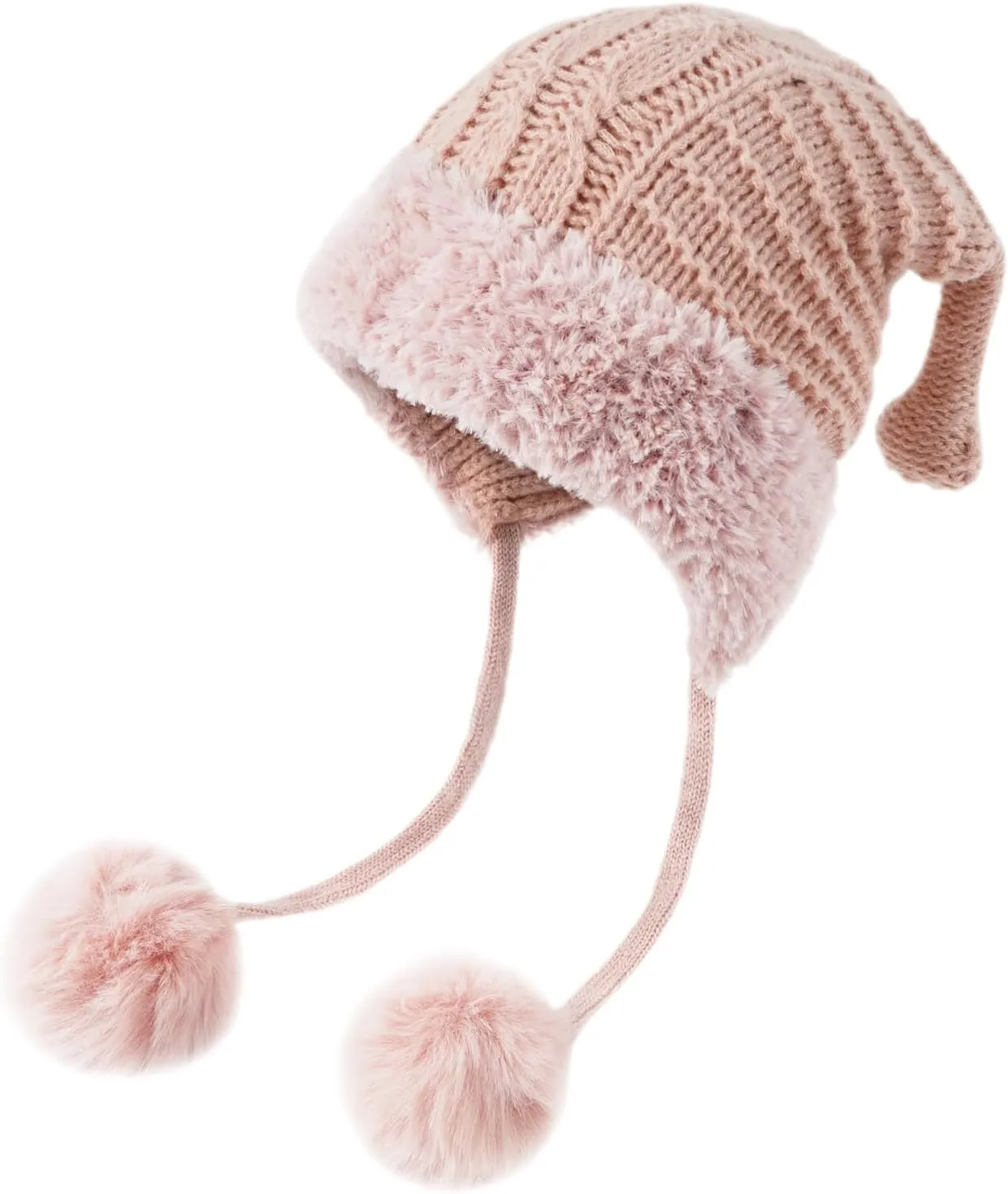DOCILA Winter Beanie Hat for Women Warm Fleece Lined Pom Knit Earflap Hats Cute Outdoor Snow Ski Skull Cap
