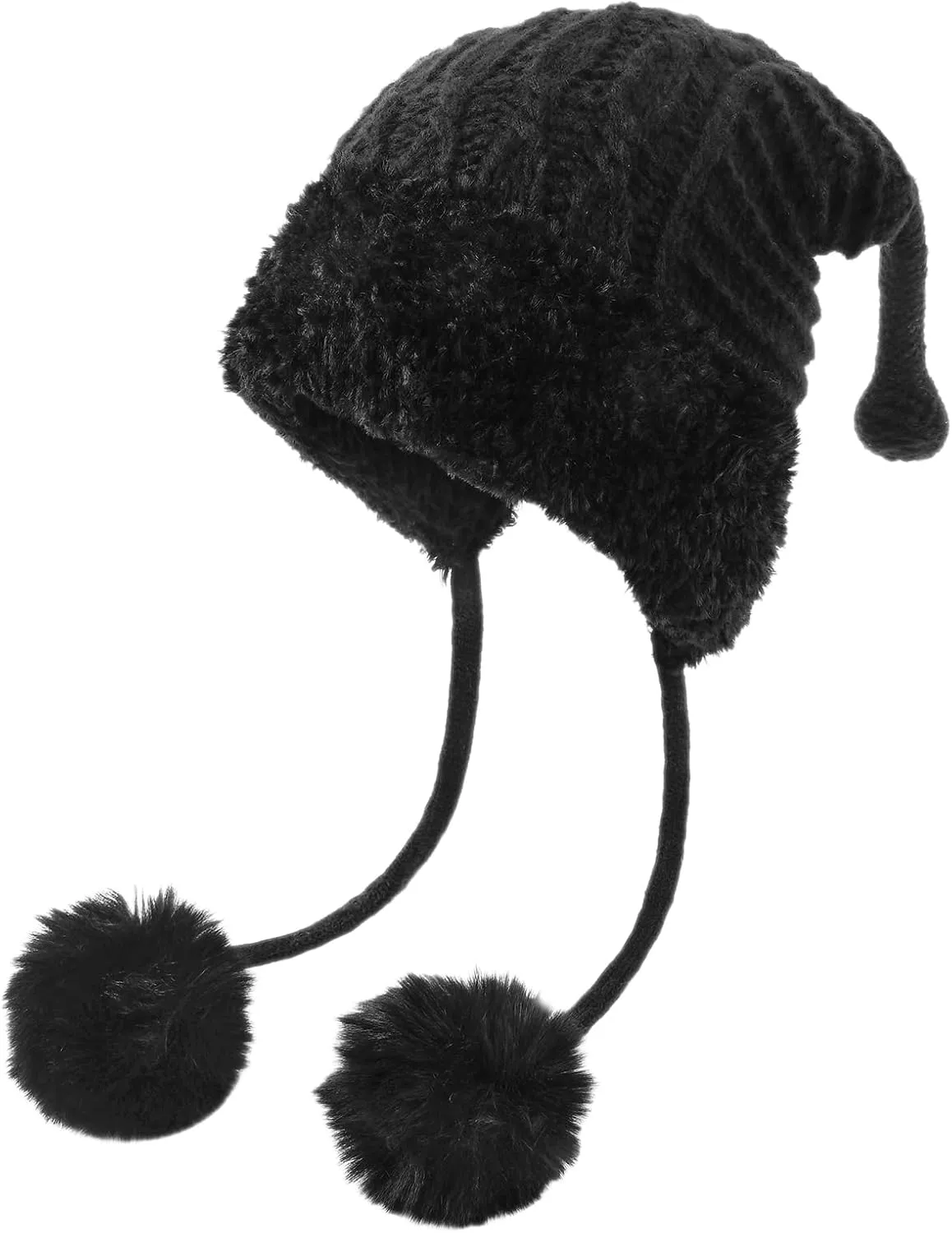 DOCILA Winter Beanie Hat for Women Warm Fleece Lined Pom Knit Earflap Hats Cute Outdoor Snow Ski Skull Cap