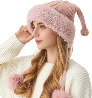 DOCILA Winter Beanie Hat for Women Warm Fleece Lined Pom Knit Earflap Hats Cute Outdoor Snow Ski Skull Cap