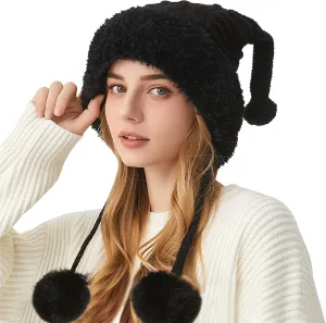 DOCILA Winter Beanie Hat for Women Warm Fleece Lined Pom Knit Earflap Hats Cute Outdoor Snow Ski Skull Cap
