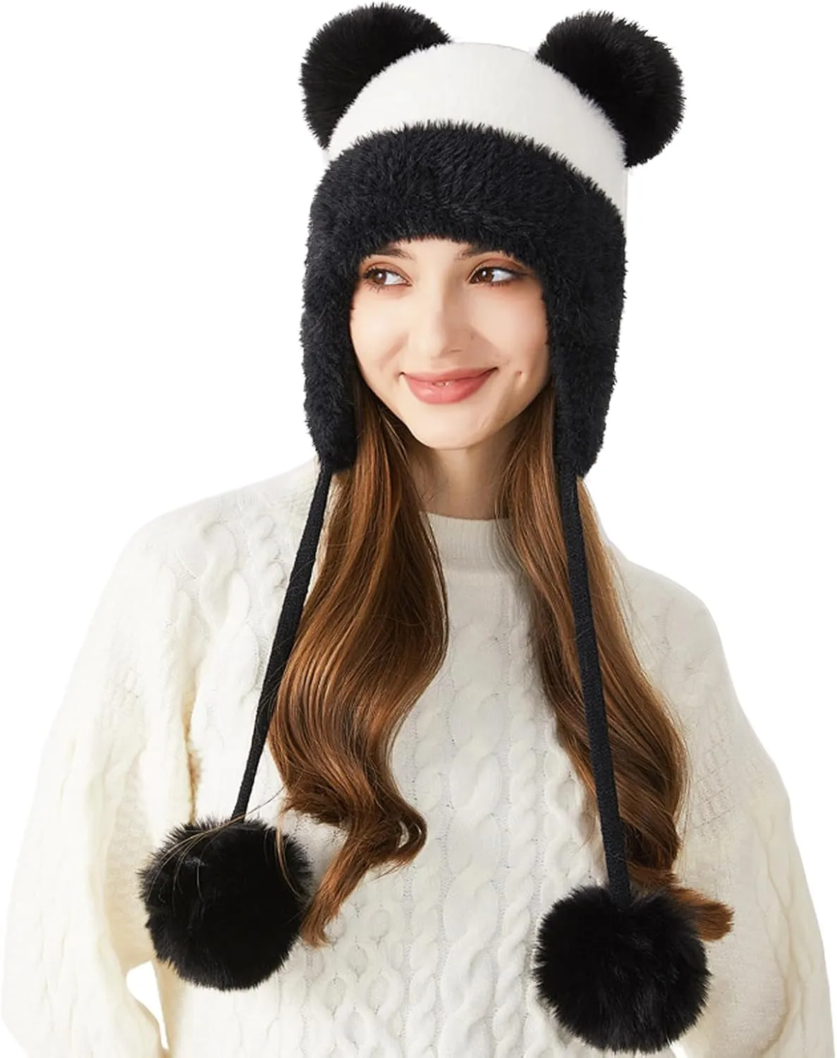DOCILA Winter Beanie Hat for Women Warm Fleece Lined Pom Knit Earflap Hats Cute Outdoor Snow Ski Skull Cap
