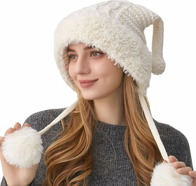 DOCILA Winter Beanie Hat for Women Warm Fleece Lined Pom Knit Earflap Hats Cute Outdoor Snow Ski Skull Cap