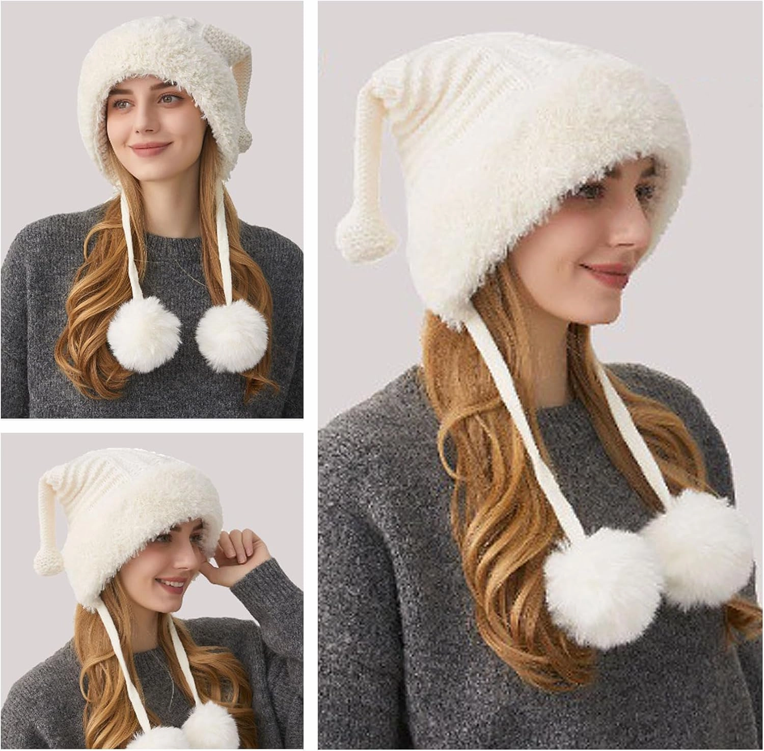 DOCILA Winter Beanie Hat for Women Warm Fleece Lined Pom Knit Earflap Hats Cute Outdoor Snow Ski Skull Cap
