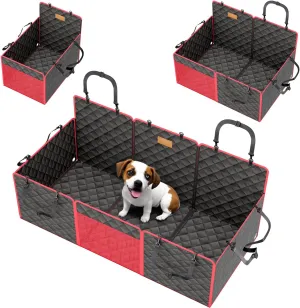 Dog Car Seat Cover for Back Seat 1Seat to 3Seats Dog Hammock for Car with Hard Bottom 600D Heavy Duty Scratch Proof Nonslip Durable Soft Waterproof Back Seat Cover for Cars Trucks and SUVs(Red)