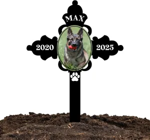 Dog Grave Marker Outdoor – Personalized Pet Headstone for Dogs with Name & Years, Dog Memorial Plaque, Pet Grave Cross for Backyard or Cemetery Tribute