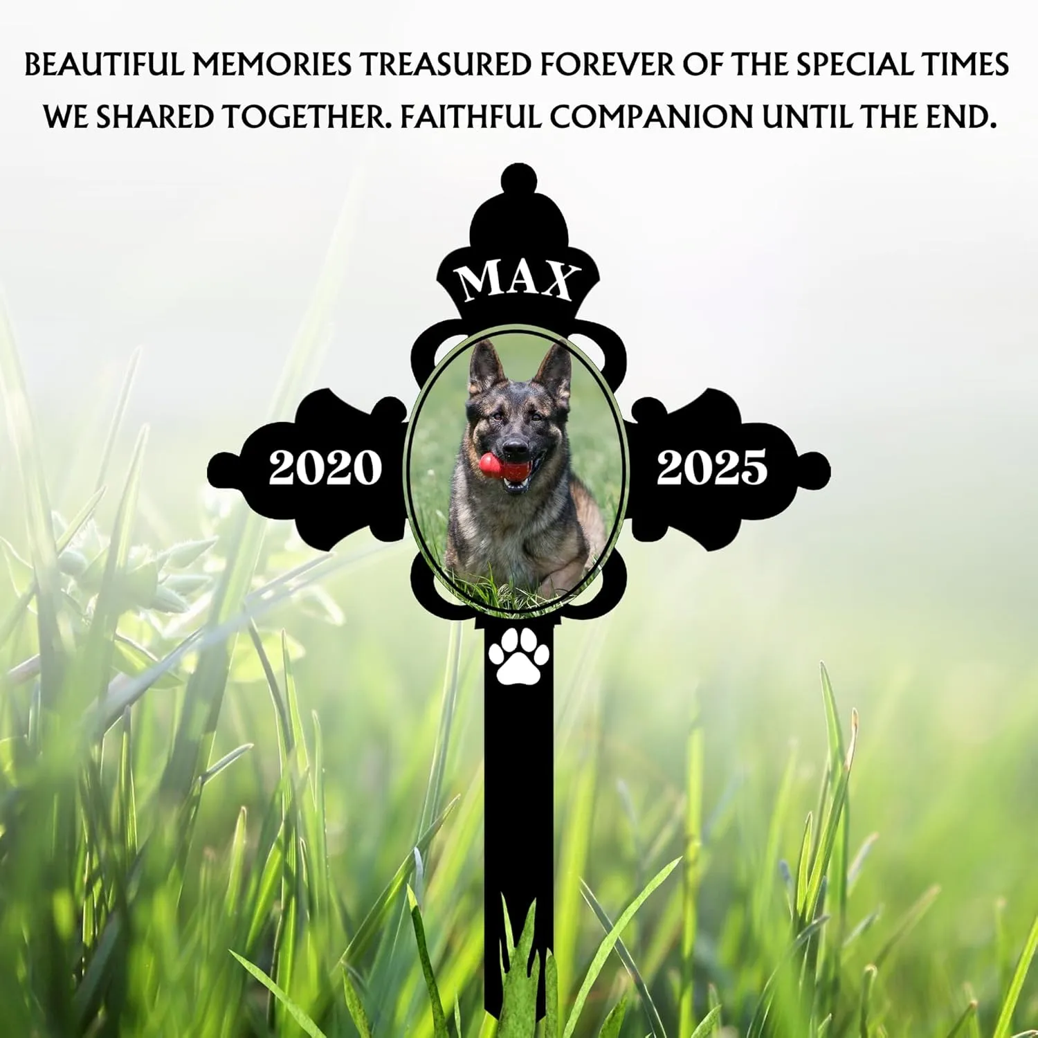 Dog Grave Marker Outdoor – Personalized Pet Headstone for Dogs with Name & Years, Dog Memorial Plaque, Pet Grave Cross for Backyard or Cemetery Tribute