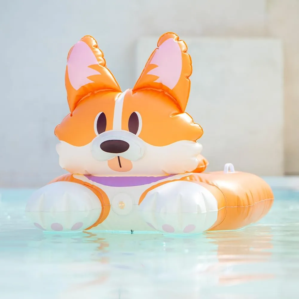 Dog Pool Float Raft, Inflatable Dog Swimming Float for Summer, Durable, Dog Water Toys, Character with Rope
