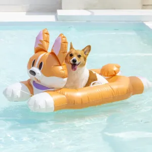 Dog Pool Float Raft, Inflatable Dog Swimming Float for Summer, Durable, Dog Water Toys, Character with Rope