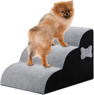 Dog Stairs for Small Dogs, 15.35”H 3 Steps Pet Steps for High Beds and Couch, Non-Slip Bottom Dog Steps,High Density Foam Pet Stairs Ramp for Small Dogs and Cats, with Removable Washable Cover, Grey