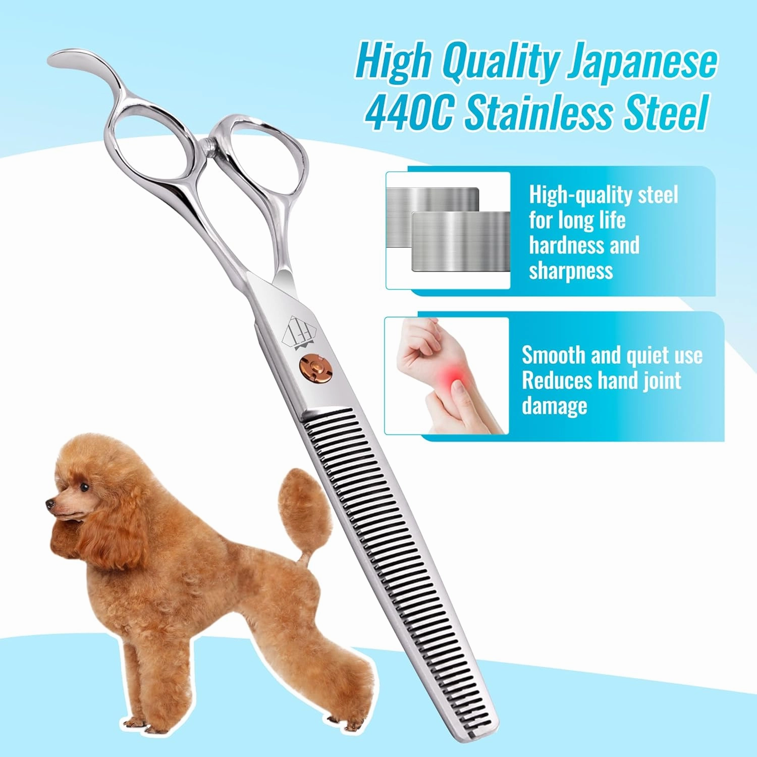 Dog Grooming Scissors: 7 inch Pet Thinning Shears Made Of Japanese 440c Advanced Stainless Steel Professional Grooming Scissors for Dogs Cats and Other Pets