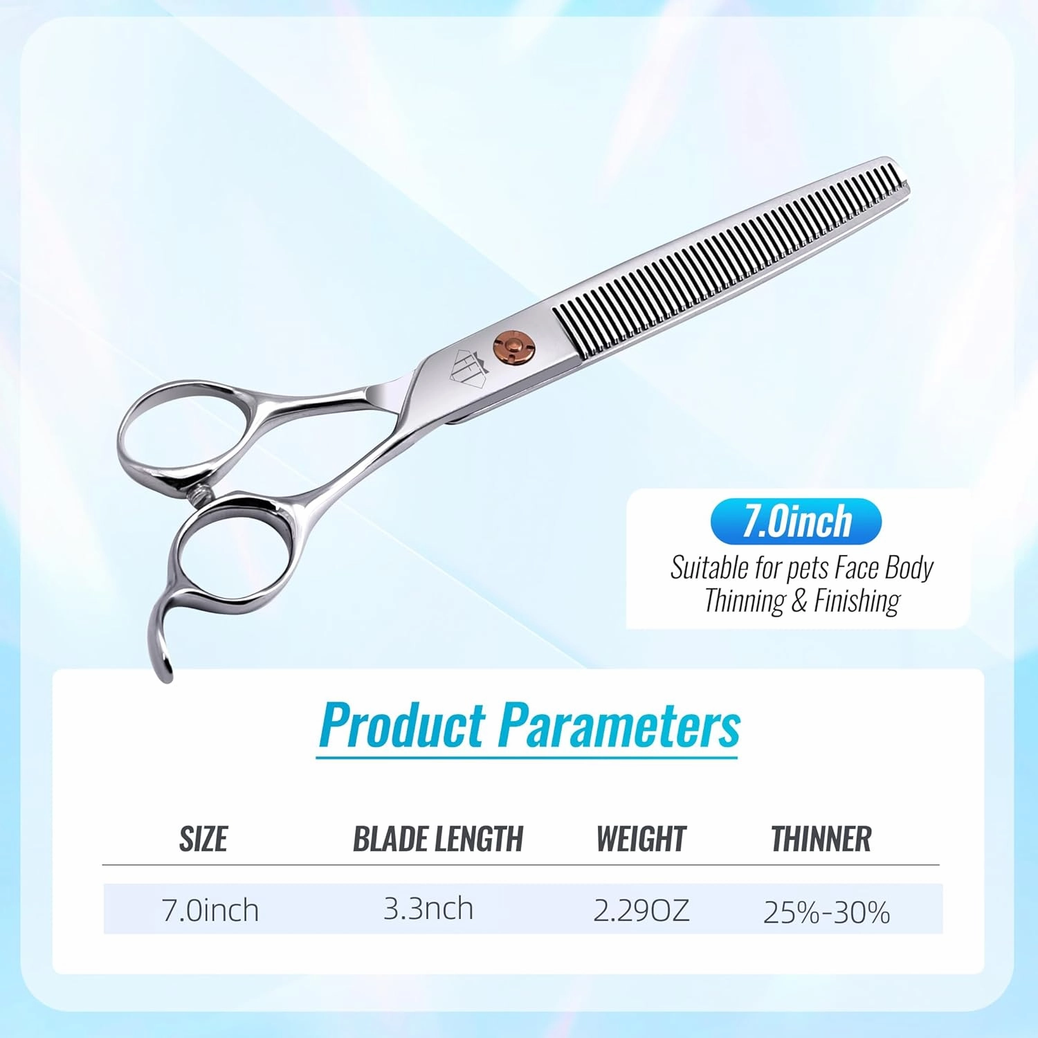 Dog Grooming Scissors: 7 inch Pet Thinning Shears Made Of Japanese 440c Advanced Stainless Steel Professional Grooming Scissors for Dogs Cats and Other Pets