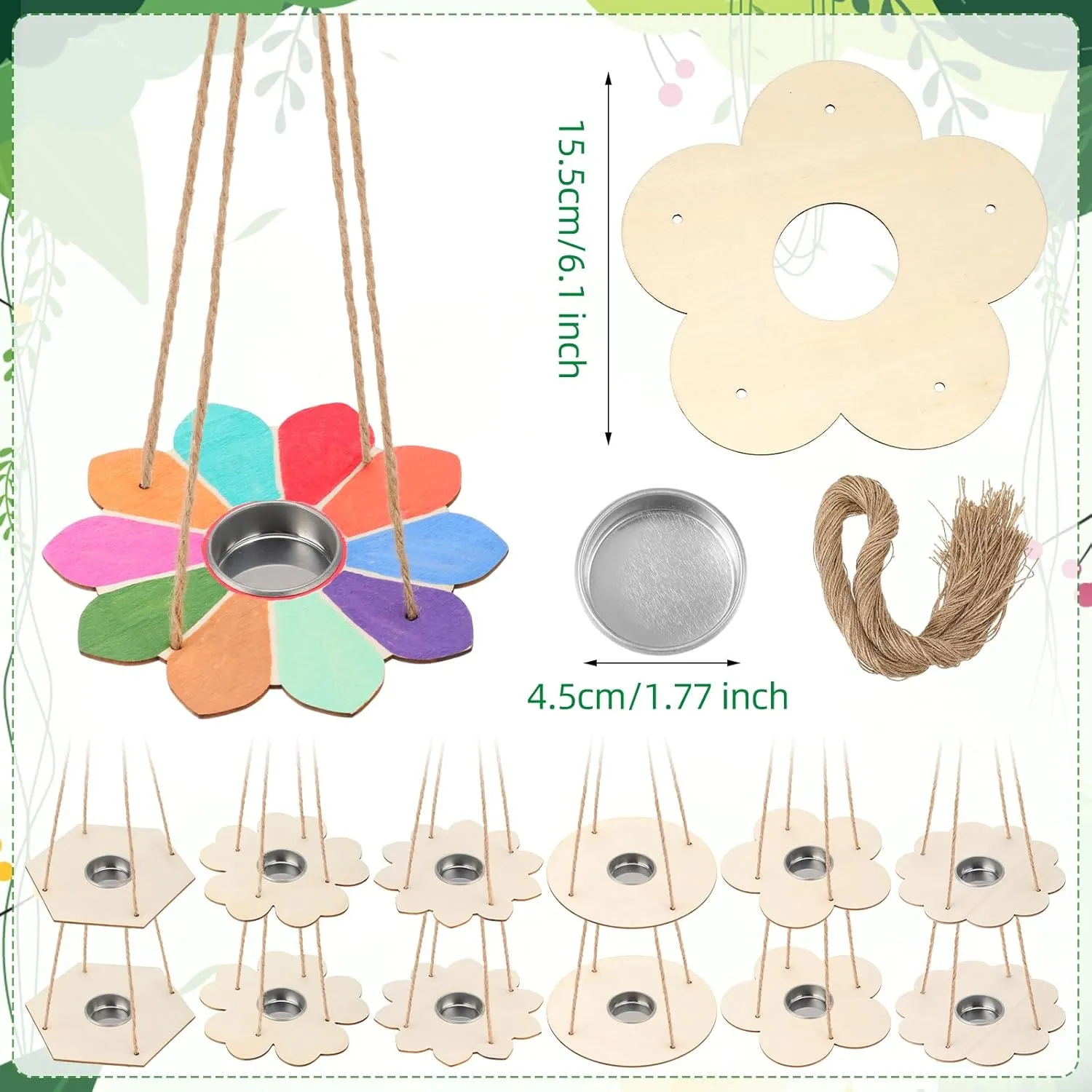 DoubleFill 24 Pcs Bird Feeder Craft Kits for Kids Ages 3-8 Make Your Own Bird Feeders Kids Arts and Crafts DIY Wooden Art Painting Bird Feeders for Outside DIY Craft for Garden Outdoor Decoration