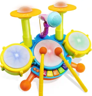 Drum Set for Toddlers, Toddler Drum Kit, Kids Drum Kit Instrument, Toy Girl Boy Birthday Gift, Baby Boy Girl Electric Drum Kit