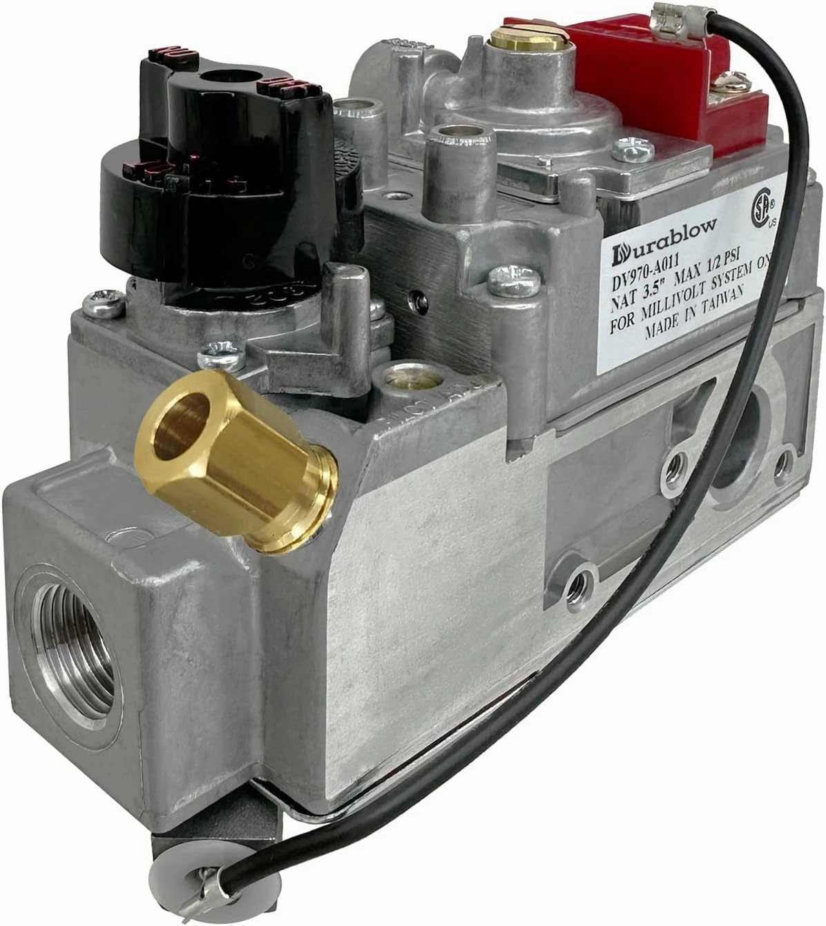 Durablow DV970A-NG Millivolt Gas Valve Replacement for Dexen, Dexin, Robertshaw, HHT 6003 Series 200-D (No Turndown, Natural Gas, 3/8“ Inlet, 3/8” Outlet) DV970A-NG