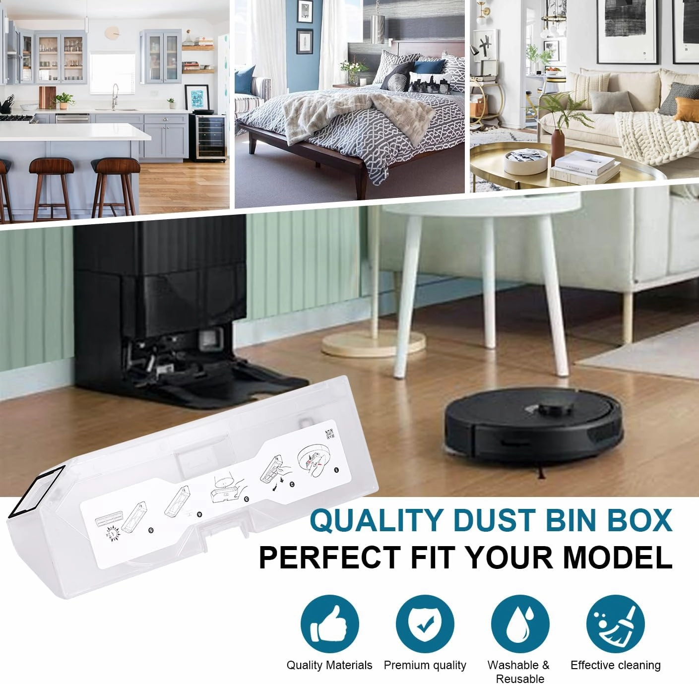 Dust Bin Box Compatible with Roborock Q Revo Robot Vacuum Cleaner/Roborock P10 Vacuum Cleaner - Waste Collection Dustbin Box Replacement Accessories Spare Parts
