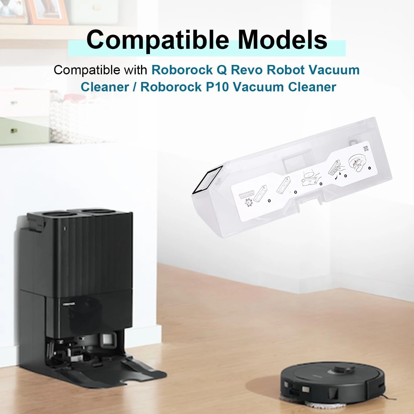 Dust Bin Box Compatible with Roborock Q Revo Robot Vacuum Cleaner/Roborock P10 Vacuum Cleaner - Waste Collection Dustbin Box Replacement Accessories Spare Parts