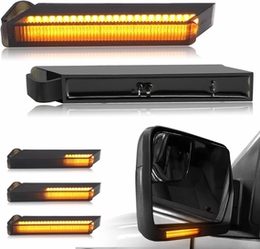 DZG Sequential LED Side Mirror Lights Switchback Turn Signal Running Lights Smoked Lens Amber Right Left Lamps Compatible with 2004-2014 F150 Raptor Expedition Mark LT, Pack of 2