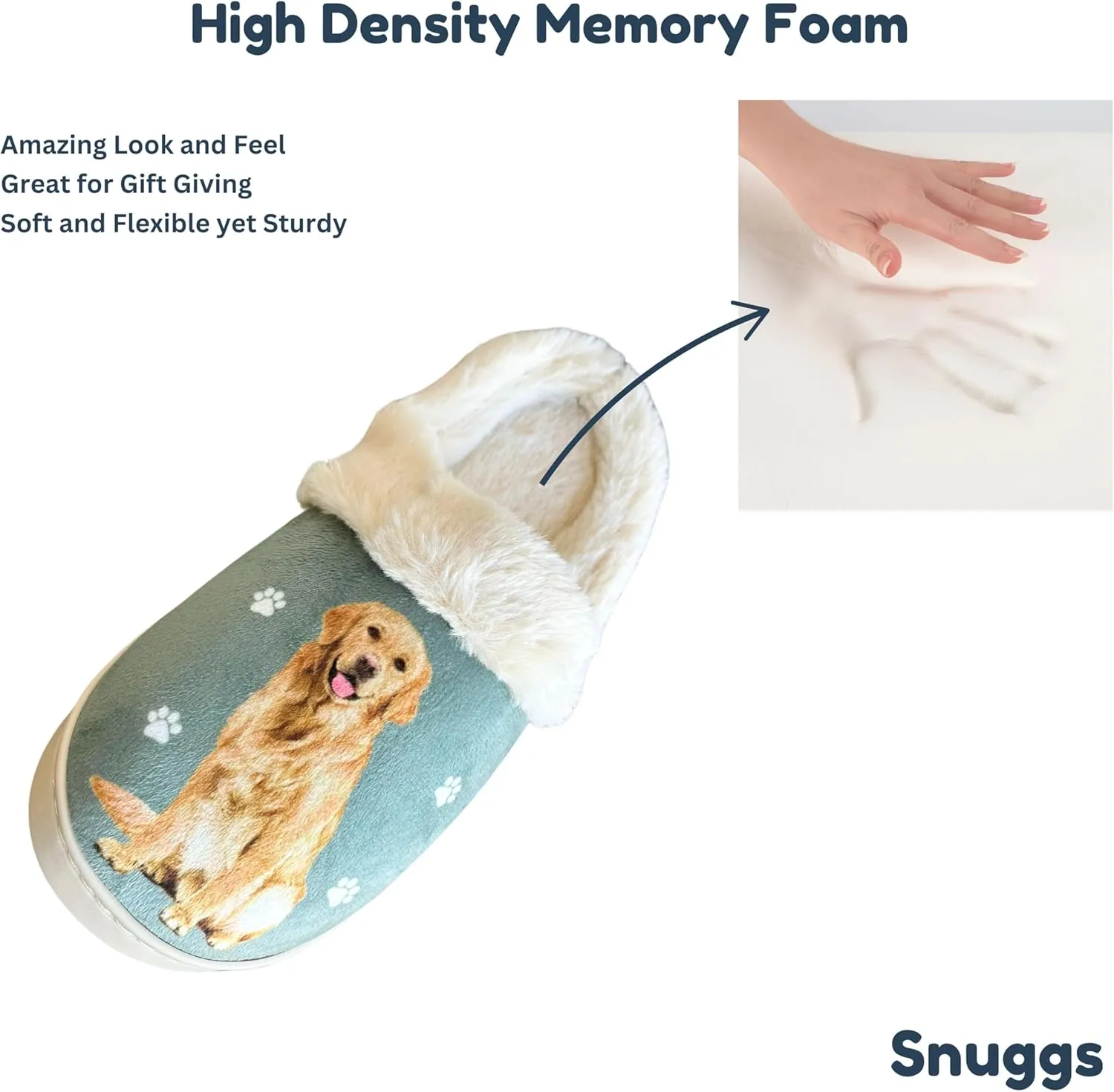 E&S Pets Snugg Slippers for Pet Lovers - Memory Foam House Slippers for Women - Plush Faux Fur Lining - Non-Slip Sole - 32 Dog and Cat Breeds