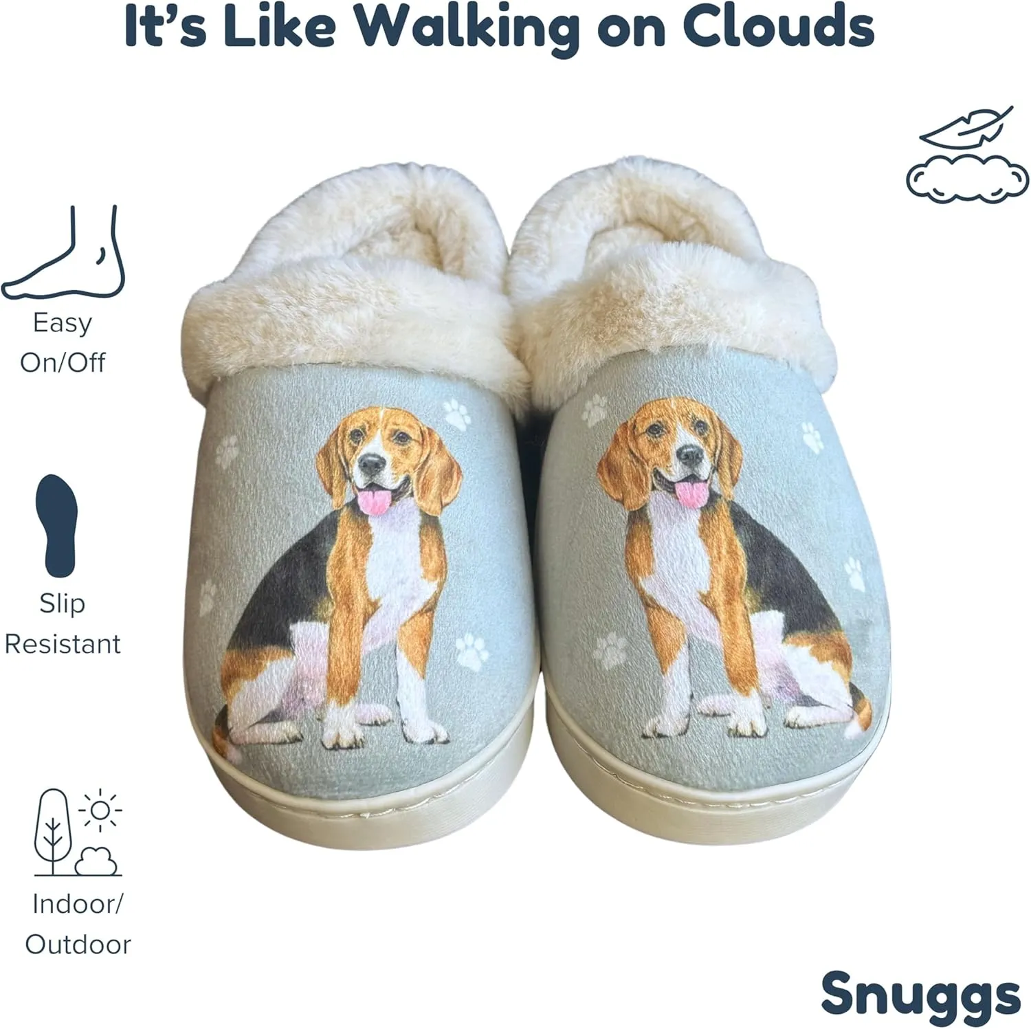 E&S Pets Snugg Slippers for Pet Lovers - Memory Foam House Slippers for Women - Plush Faux Fur Lining - Non-Slip Sole - 32 Dog and Cat Breeds