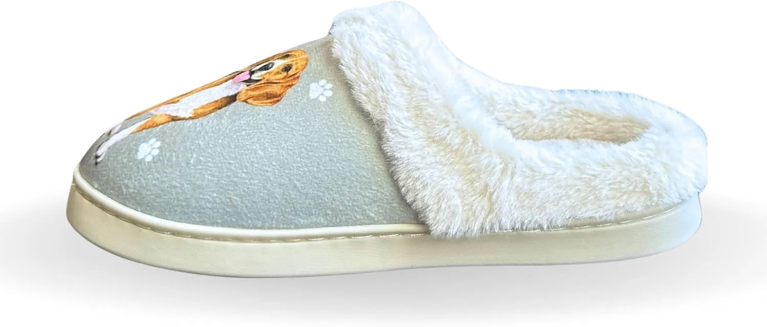 E&S Pets Snugg Slippers for Pet Lovers - Memory Foam House Slippers for Women - Plush Faux Fur Lining - Non-Slip Sole - 32 Dog and Cat Breeds