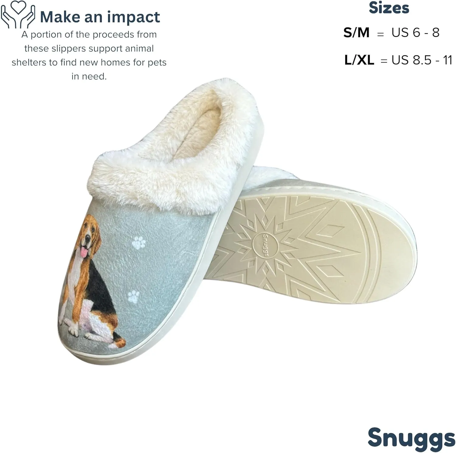 E&S Pets Snugg Slippers for Pet Lovers - Memory Foam House Slippers for Women - Plush Faux Fur Lining - Non-Slip Sole - 32 Dog and Cat Breeds