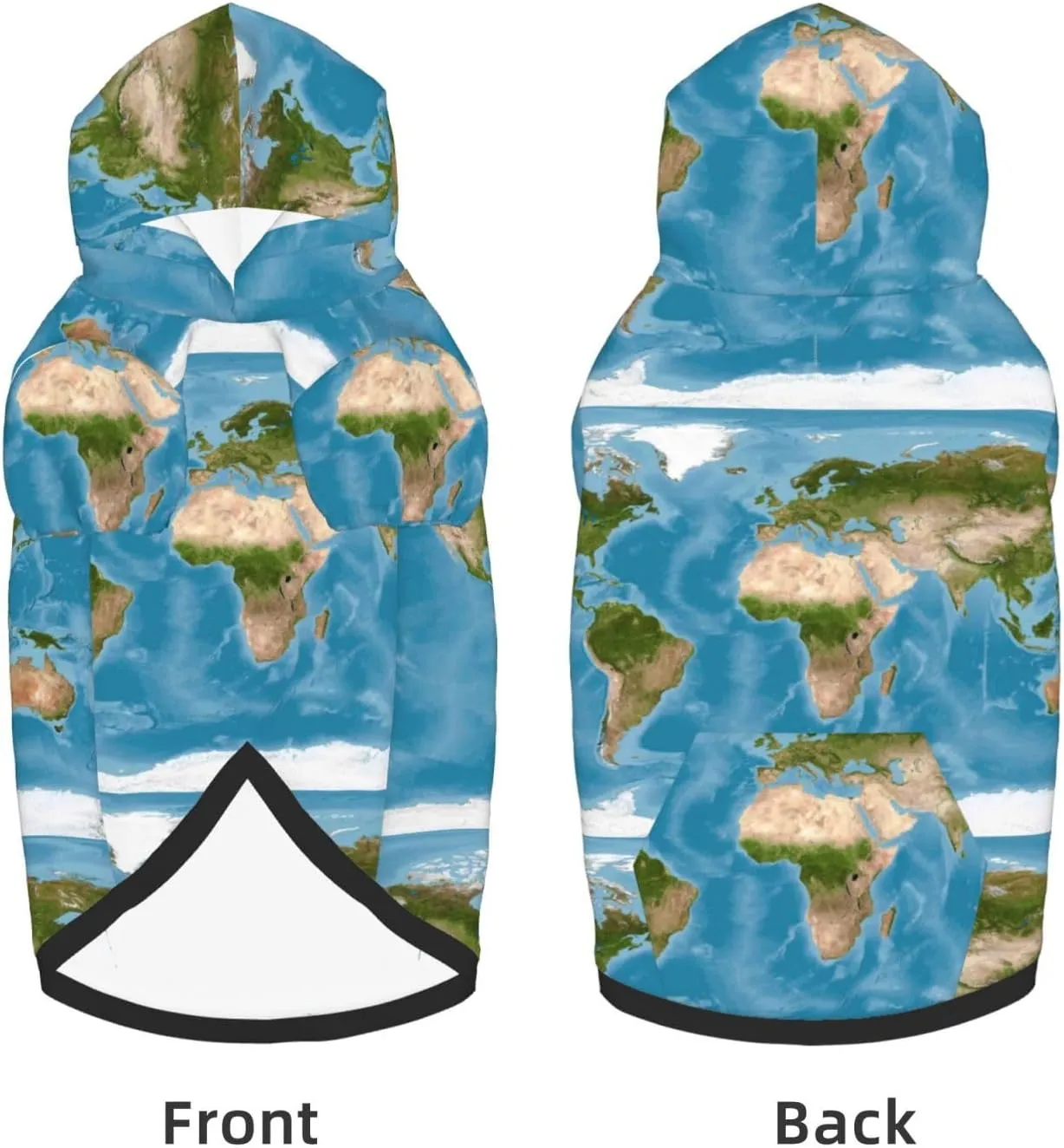 Earth View World Map Dog Hoodie Soft and Warm Dog Hoodie Sweater with Leash Hole and Pocket Dog Winter Sweatshirt Warm Pet Clothes for Medium Large Dogs