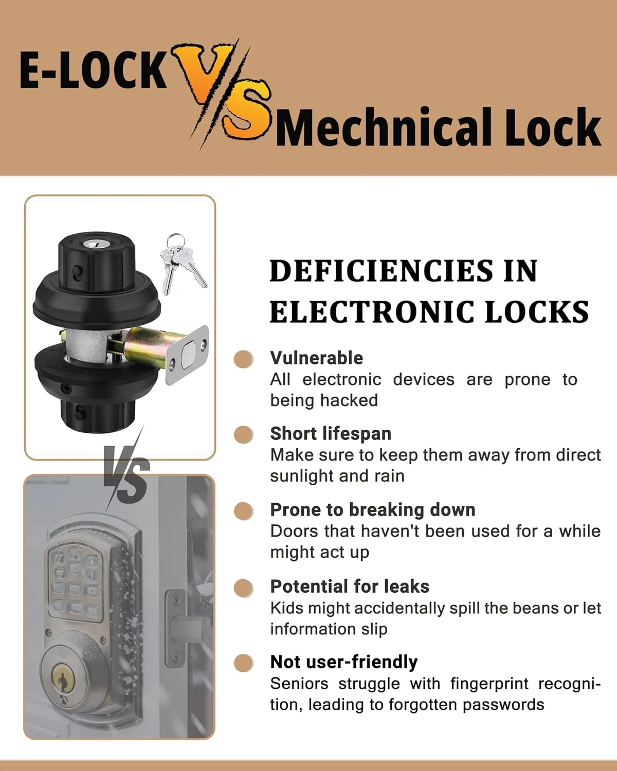 EASlLOK Deadbolt Twist-to-Lock Front Door Lock Keyless Heavy Duty Single Cylinder Deadbolt (Zinc Alloy, Black, 1 Pack)