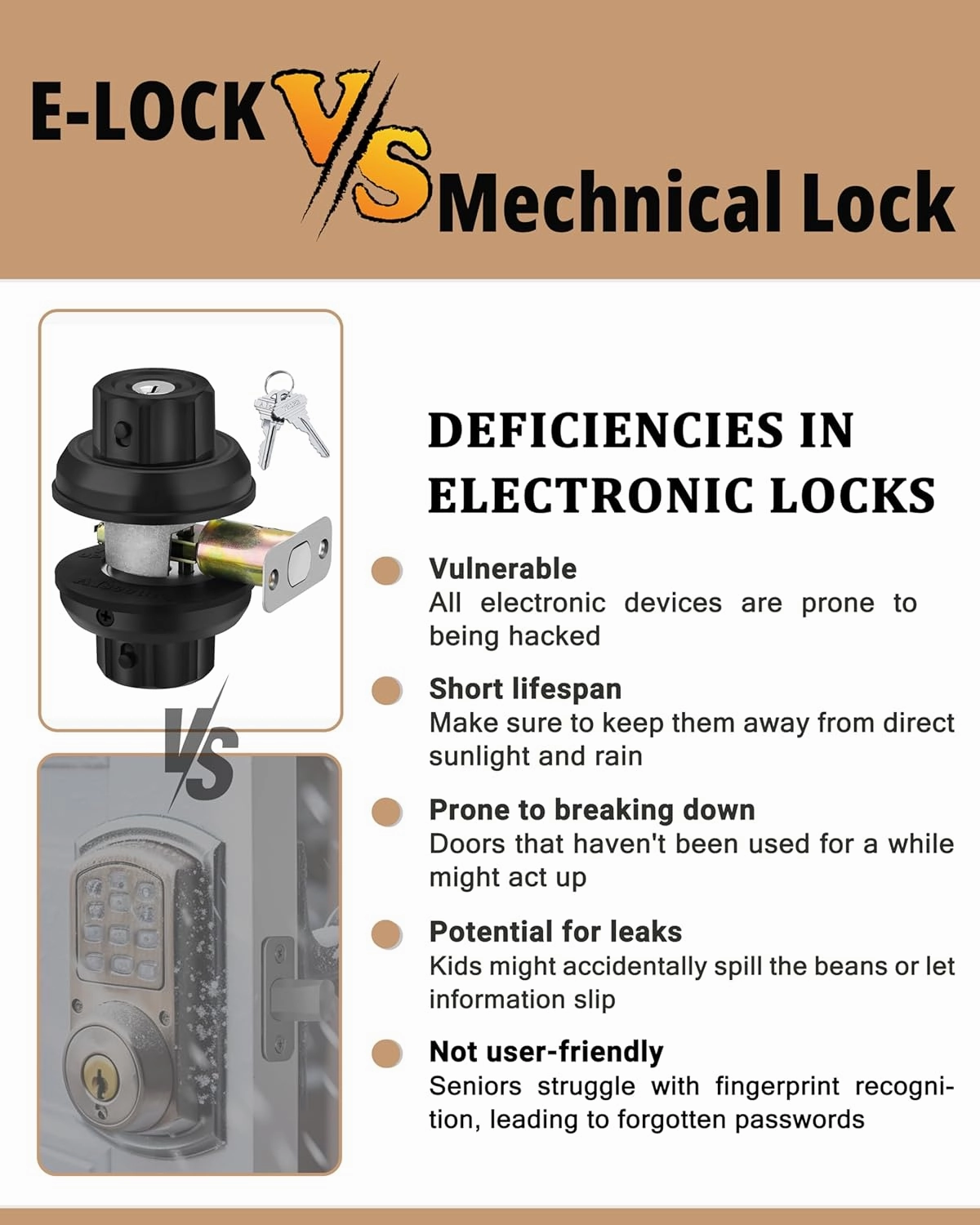EASlLOK Deadbolt Twist-to-Lock Front Door Lock Keyless Heavy Duty Single Cylinder Deadbolt (Zinc Alloy, Black, 1 Pack)