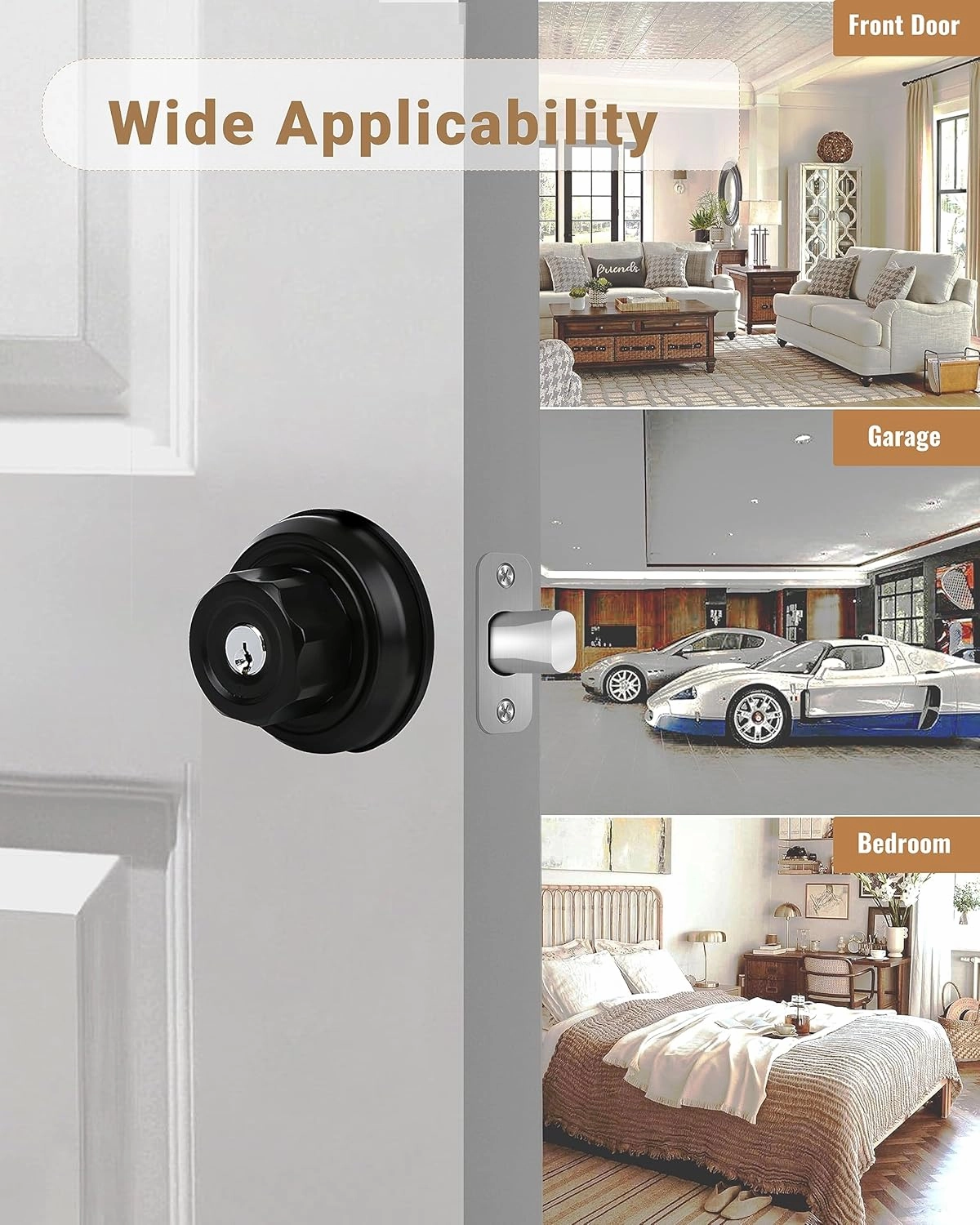 EASlLOK Deadbolt Twist-to-Lock Front Door Lock Keyless Heavy Duty Single Cylinder Deadbolt (Zinc Alloy, Black, 1 Pack)