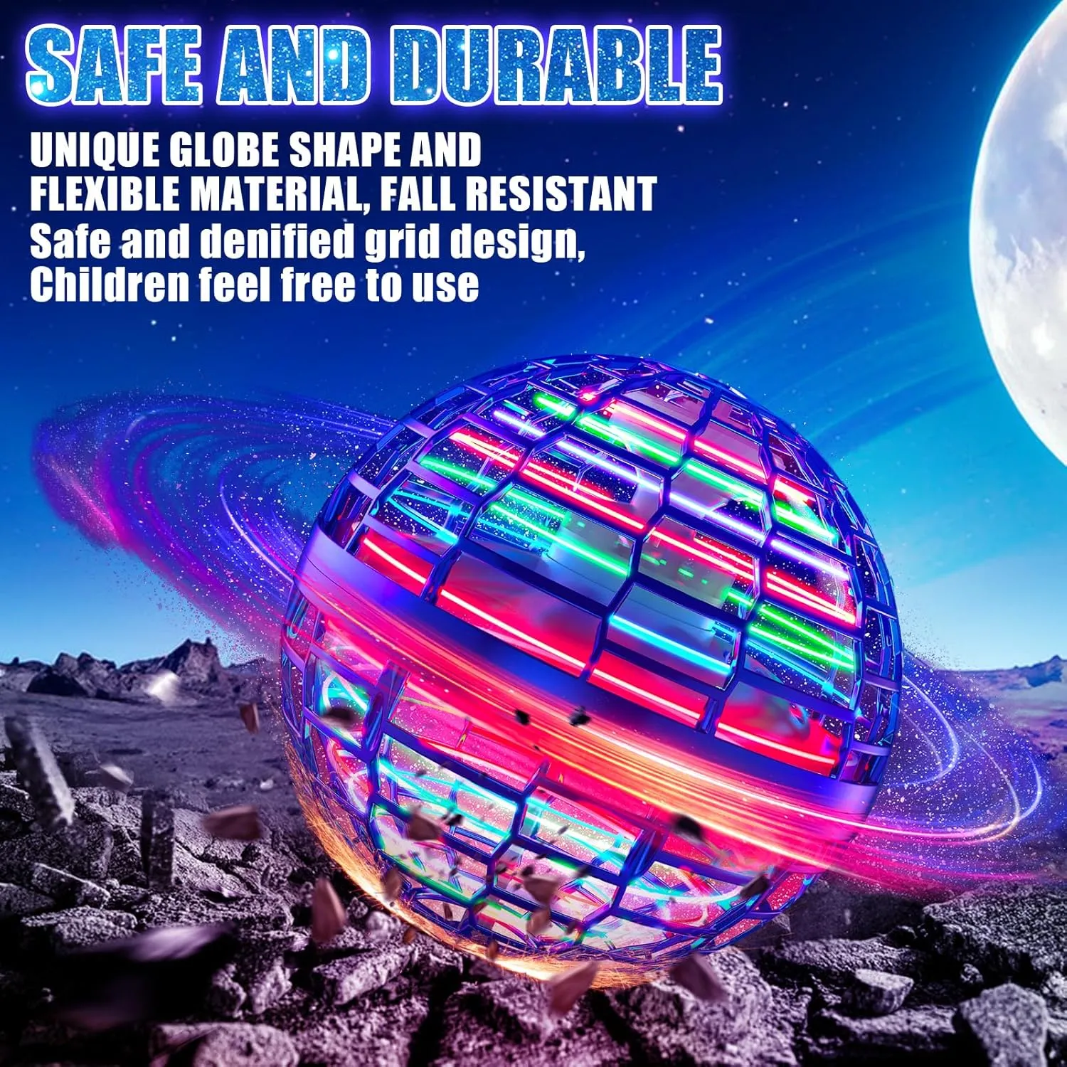 Easter Basket Essentials for Kids, Flying Orb Ball for Teens 6-12  Years Old, Upgrade Motion Sensor Hover Boomerang Ball, Lighting Flying Magic Spinner, Cool Drone Toys for Girls Boys Teens Adults
