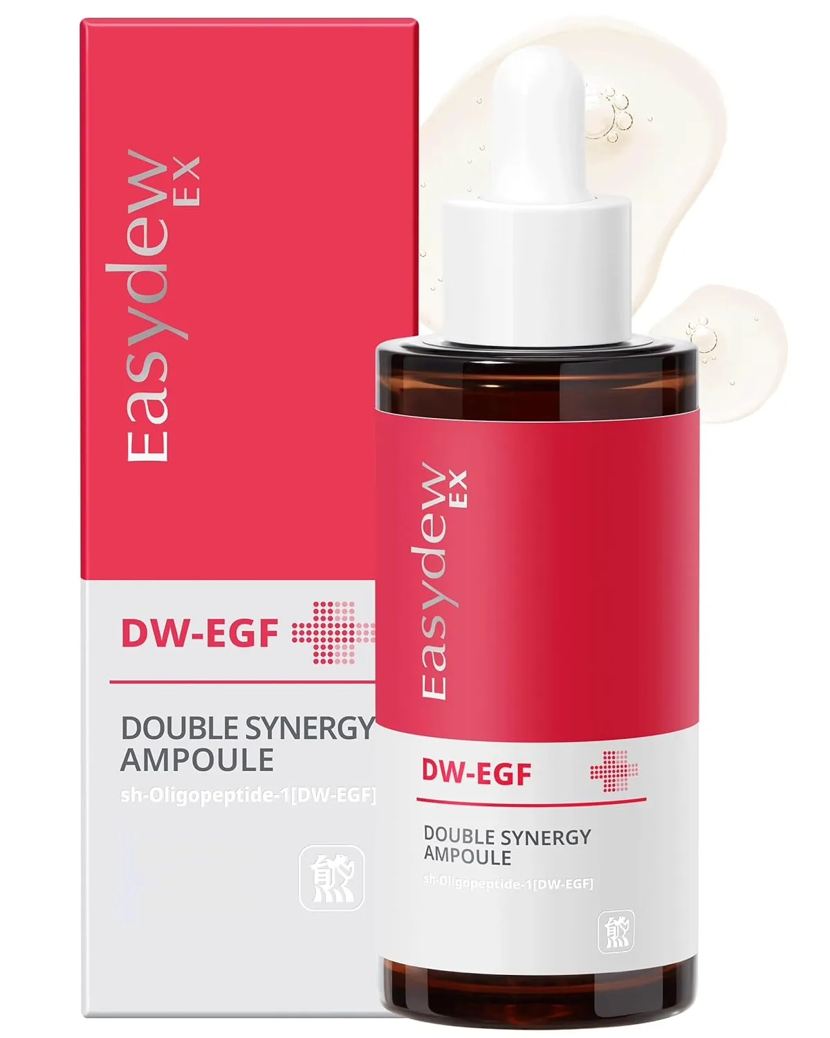EASYDEW DW-EGF Peptide Double Synergy Ampoule - Intensive Moisturizing Face Serum with Hyaluronic Acid, Ceramide, Bakuchiol - Firming, Moisture Glow Skin for Rough Skin, 1.69 fl.oz.