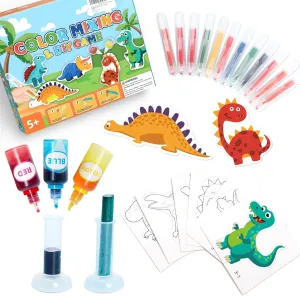 Educational Science Kits STEM Toys for Kids Age 5-7 Color Science Activity DIY Puzzle Dinosaur Painting Crafts for Boys Girls Ages 5,6,7,8,9,10 Years Color Mixing Game Christmas Bday Gift (Dinosaur)