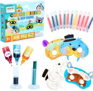 Educational Science Kits STEM Toys for Kids Age 7-12 Color Science Activity DIY Craft for Kids Boys Girls Ages 5,6,7,8,9,10 Years Animal Mask Painting Kit Color Mixing Game (Blue)