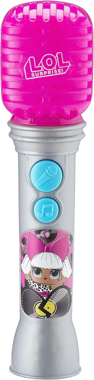 eKids LOL Surprise OMG Remix Toy Microphone for Kids with Built in Music and Flashing Lights, Musical Toy Designed for Fans of LOL Surprise Toys for Girls Pink Small