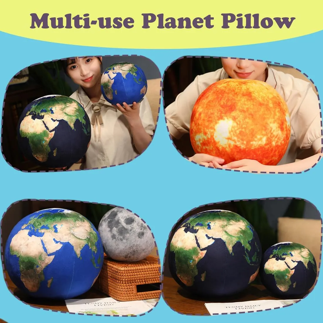 ELAINREN Adorable Blue Earth Plush Buddy Toy Science Astronomy Space Solar System Educational Stuffed Blue Planet Dolls-10.6Inch