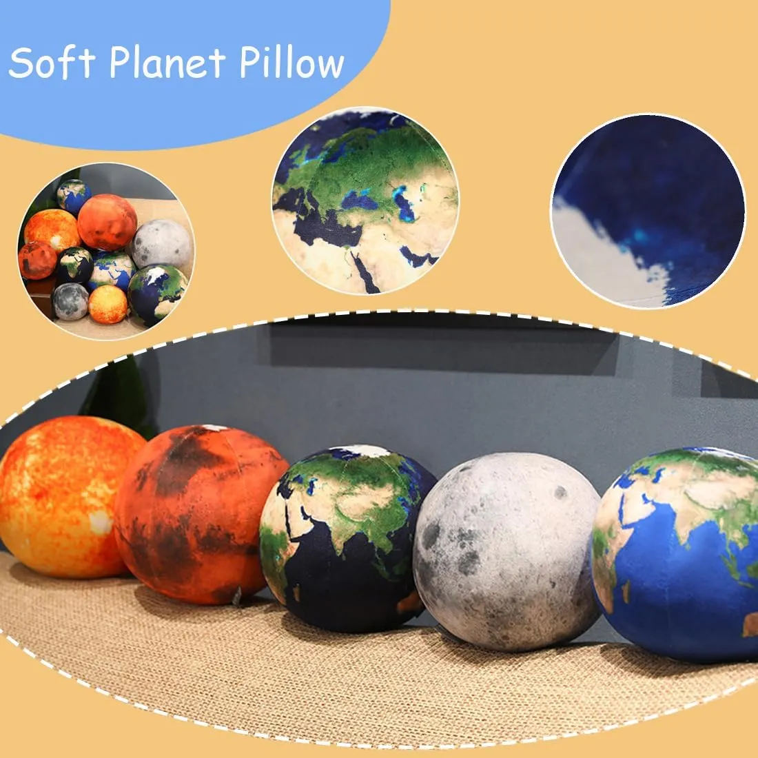 ELAINREN Adorable Blue Earth Plush Buddy Toy Science Astronomy Space Solar System Educational Stuffed Blue Planet Dolls-10.6Inch