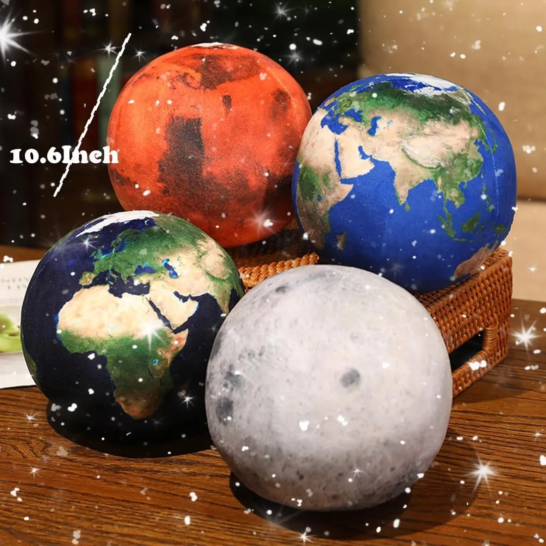 ELAINREN Adorable Blue Earth Plush Buddy Toy Science Astronomy Space Solar System Educational Stuffed Blue Planet Dolls-10.6Inch