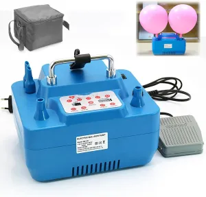 Electric Balloon Pump, With Footrest and Storage Bag, Portable Dual Nozzle Balloons Inflator With Timing and Quantitative Function, for DIY Balloon Bouquet Wedding Party, Art Balloons Decoration