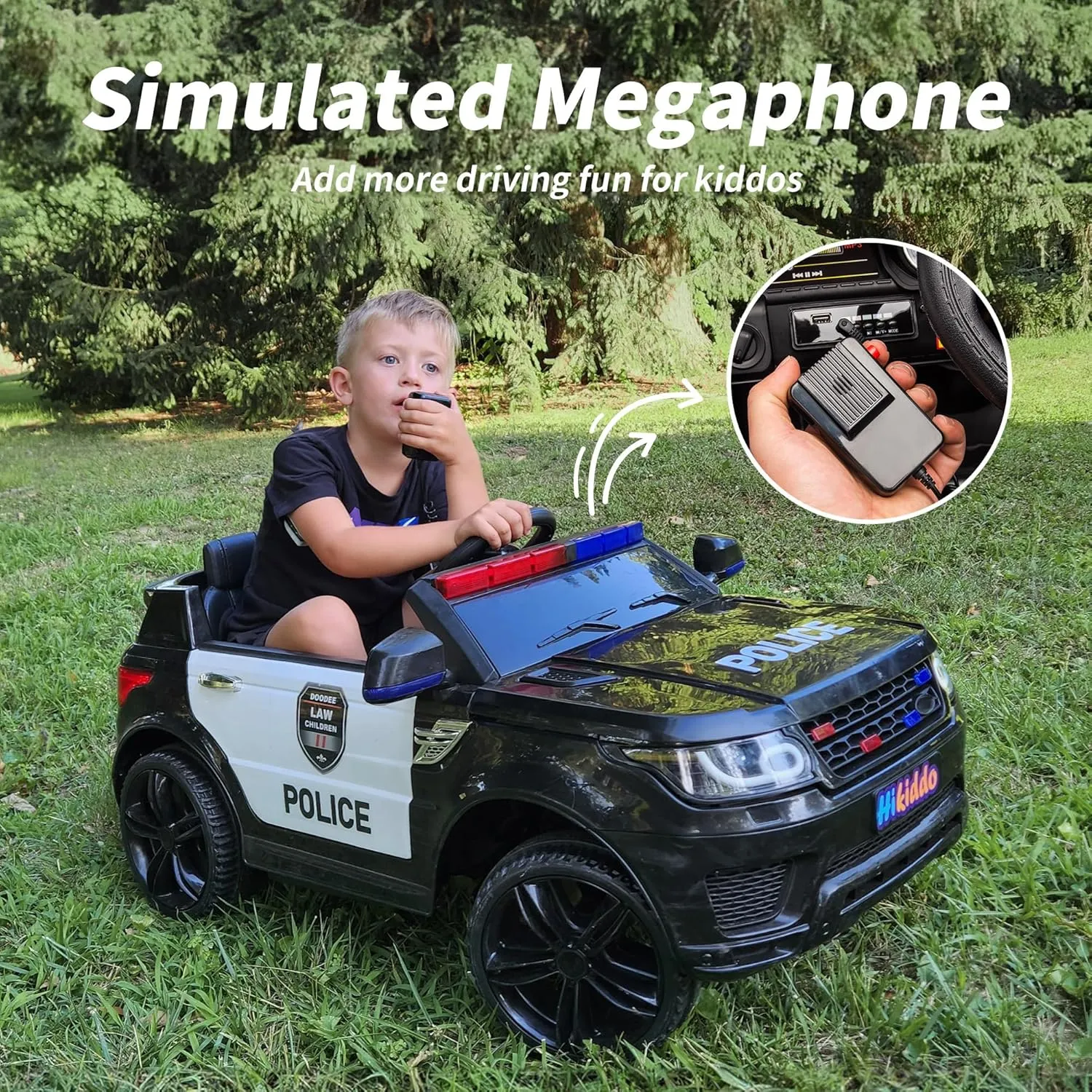 Electric Police Car for Kids, 24V Kids Ride-on Toy Car w/Remote Control, 400W Motor - Black