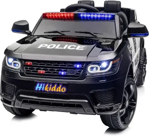 Electric Police Car for Kids, 24V Kids Ride-on Toy Car w/Remote Control, 400W Motor - Black